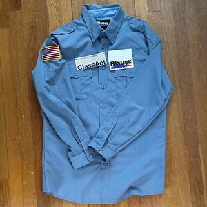 Blauer Men's Casual Blue Button Down Uniform Shirt